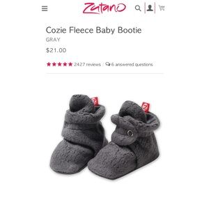 Zutano dark grey fleece booties 12 month!